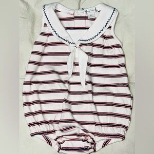 Kissy Kissy super soft cotton striped bubble w/sailor collar sz 9 months EUC
